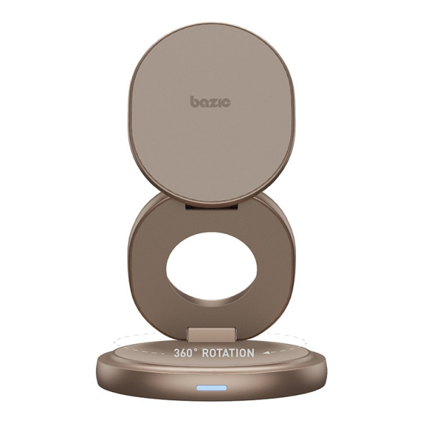 Беспроводное зарядное устройство EnergEA Bazic GoMag GYRE 3-in-1 magnetic foldable 360 rotating 15W Gold
