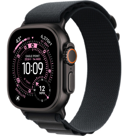 Apple Watch Ultra 3 (2025) 49mm Black Titanium Case with Black Alpine Loop - Medium (GPS + Cellular)
