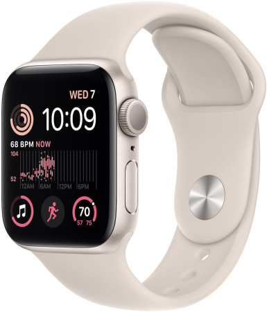 Часы Apple Watch SE (2022) 44mm Starlight Aluminum Case with Starlight Sport Band (GPS) (размер M/L)