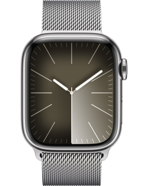 Часы Apple Watch Series 9 41mm Silver Stainless Steel Case with Silver Milanese Loop (GPS + LTE)