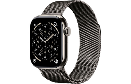 Часы Apple Watch Series 11 42mm Natural Titanium Case with Slate Milanese Loop (GPS + LTE)