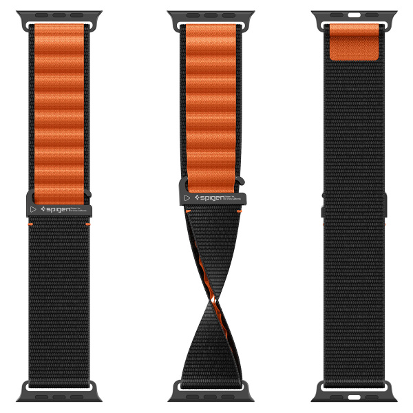 Ремешок Spigen WBF1 Band для Apple Watch 6/7/8/9/10 /SE/Ultra 1/2 44/45/46/49mm Black/Orange