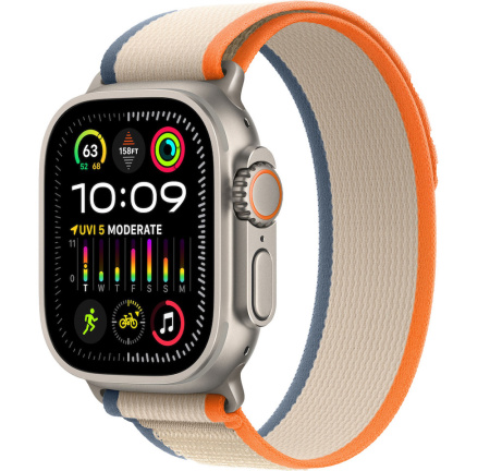 Apple Watch Ultra 2 49mm Titanium Case with Orange/Beige Trail Loop - S/M (GPS + Cellular)