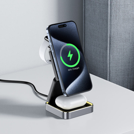 Беспроводное зарядное устройство ACEFAST Fast Wireless Charger Desktop Holder E20 3-in-1 Black