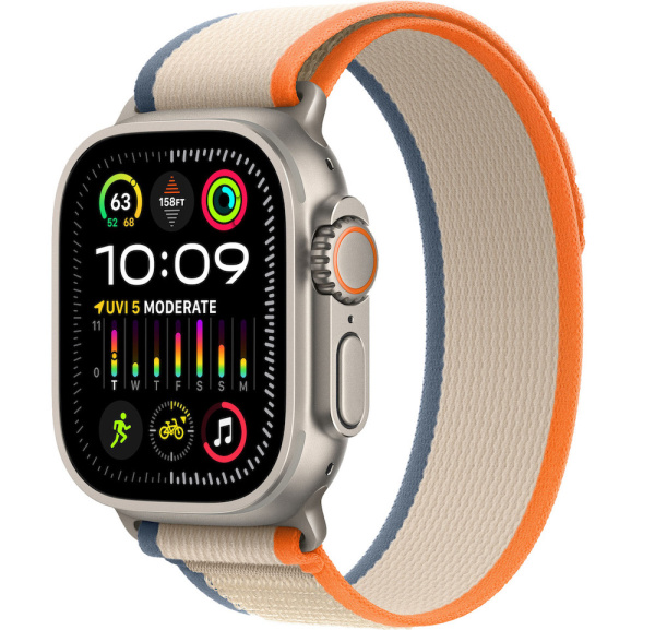 Apple Watch Ultra 2 49mm Titanium Case with Orange/Beige Trail Loop - M/L (GPS + Cellular)