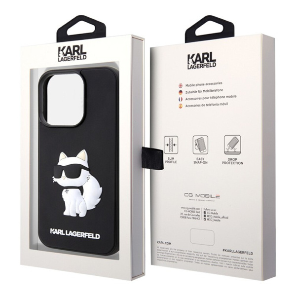 Чехол Lagerfeld для iPhone 15 Pro Rubber NFT Choupette Hard Black