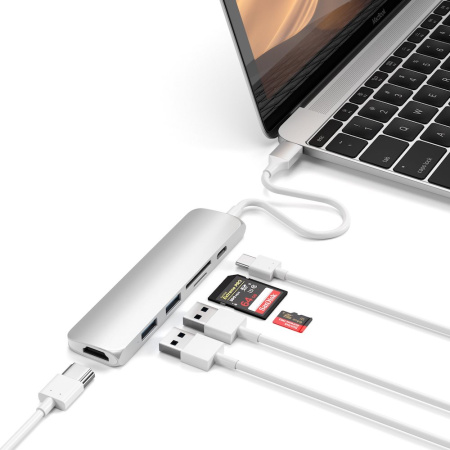 USB-концентратор Satechi Slim Multi-Port V2 (ST-SCMA2S) Type-C 4K (Silver) USB-концентратор Satechi Slim Multi-Port V2 (ST-SCMA2S) Type-C 4K (Silver)