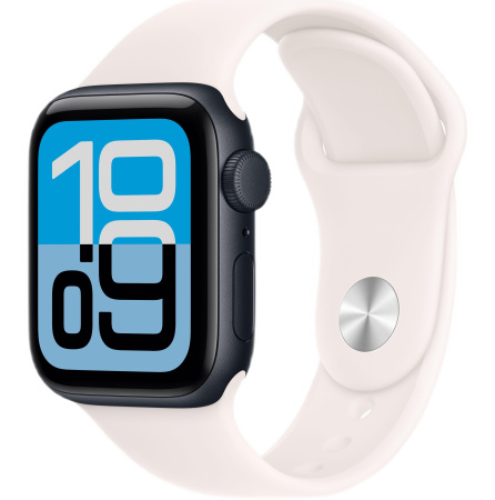 Часы Apple Watch SE 3 (2025) 40mm Midnight Aluminum Case with Starlight Sport Band (GPS) (размер S/M)