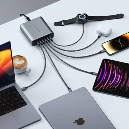 Зарядное устройство Satechi 200W USB-C 6-Port PD GaN Charge Space Gray Зарядное устройство Satechi 200W USB-C 6-Port PD GaN Charge Space Gray
