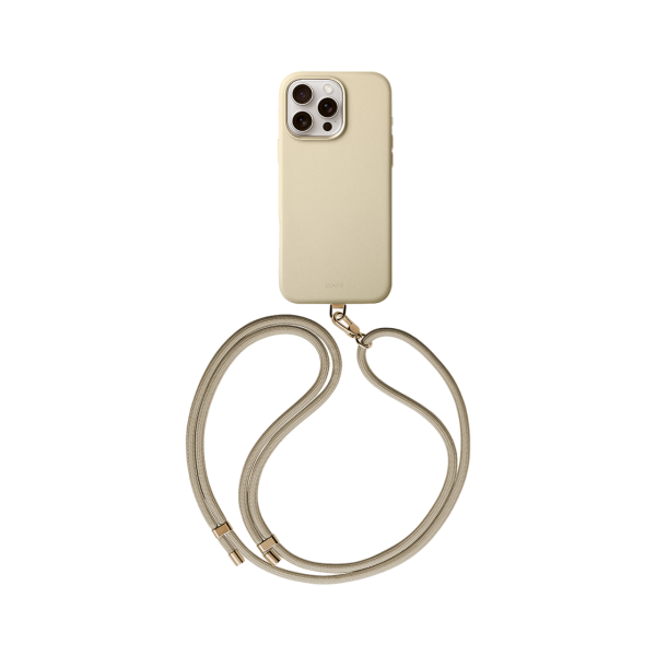 Защитный чехол Uniq Coehl Muse Leatherette MagSafe для iPhone 16 Pro с ремешком Cream