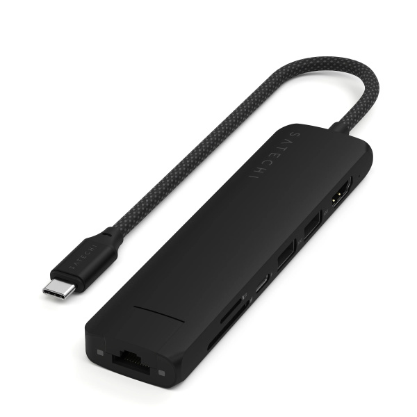 Адаптер Satechi Slim Multiport 7-in-1 1xUSB-C 2xUSB-A3.2 Gen2 HDMI 4K@60Hz Ethernet 1 Gigabit Micro/SD Card Reader Black