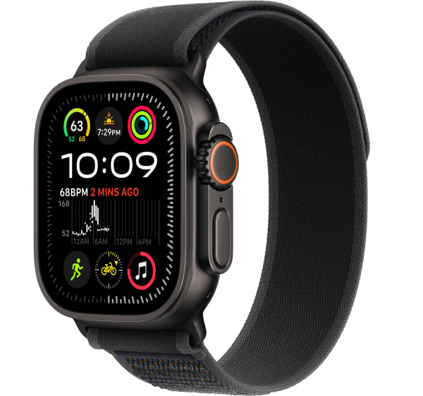 Apple Watch Ultra 2 (2024) 49mm Black Titanium Case with Black Trail Loop - S/M (GPS + Cellular)