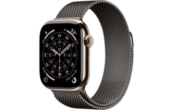 Часы Apple Watch Series 11 46mm Gold Titanium Case with Slate Milanese Loop (GPS + LTE)