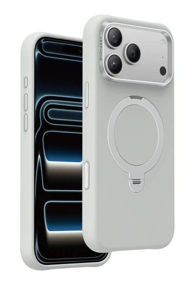 Защитный чехол Keephone Rovana Soft Touch Silicone Case With Flexible Ring (Magsafe) для iPhone 18 Pro/17 Pro White