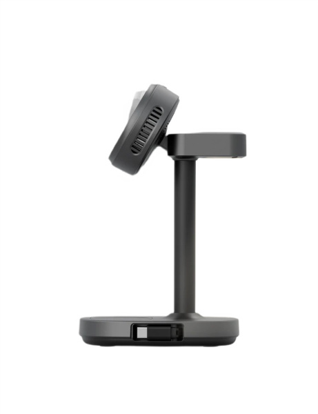 Беспроводное зарядное устройство EnergEA MagArctic Stand 4in1 Thermo Cool Qi2 iP+AW+TWS+USB-C cable +65W charger Gunmetal