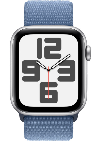 Часы Apple Watch SE (2023) 44mm Silver Aluminum Case with Winter Blue Sport Loop (GPS)
