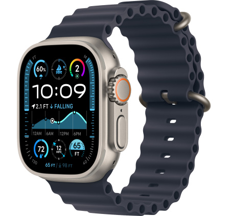 Часы Apple Watch Ultra 2 (2024) 49mm Natural Titanium Case with Navy Ocean Band (GPS + Cellular)