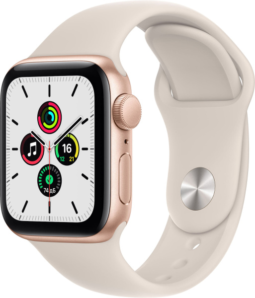 Часы Apple Watch SE 44mm Gold Aluminum Case with Starlight Sport Band (GPS)