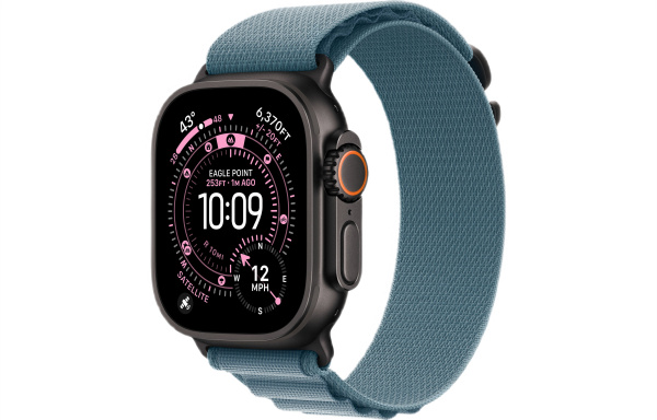 Apple Watch Ultra 3 (2025) 49mm Black Titanium Case with Light Blue Alpine Loop - Large (GPS + Cellular)