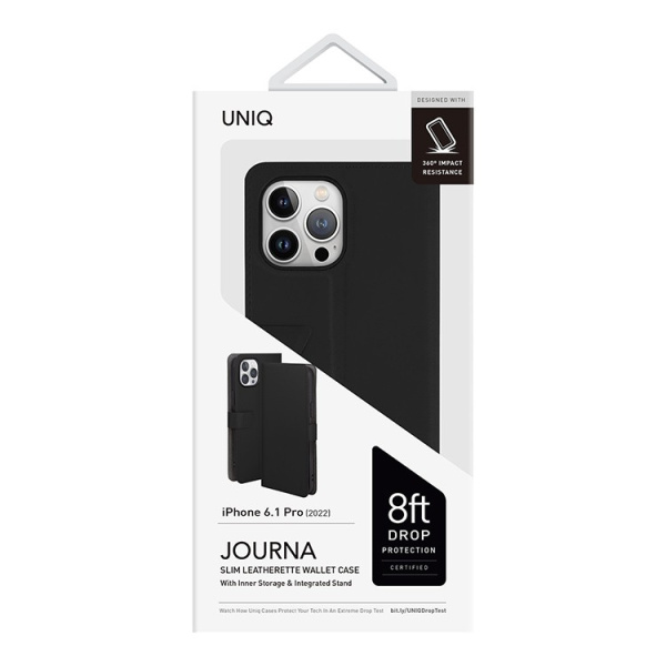 Чехол-книжка для iPhone 14 Pro Uniq Journa Heritage Black