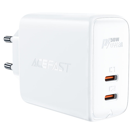 Зарядное устройство ACEFAST A29 PD50W GaN USB-C+USB-C White