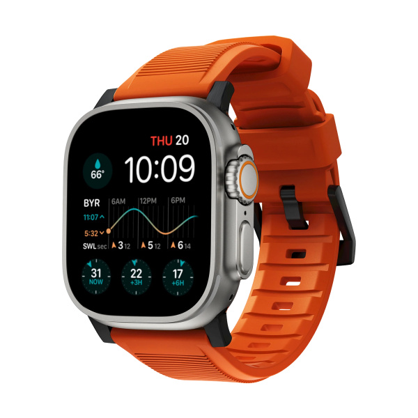 Ремешок Nomad Rugged Strap для Apple Watch 49/45/44/42mm Orange / Black Hardware