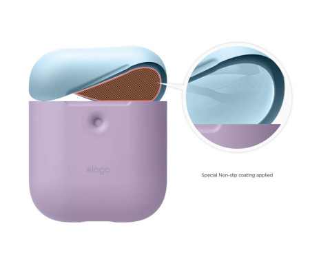 Чехол Elago для AirPods с беспроводной зарядкой Silicone DUO Lavender с крышками Pink и Pastel Blue