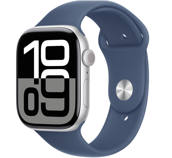 Apple Watch Series 10 46mm Silver Aluminum Case with Denim Sport Band (GPS) (размер S/M)