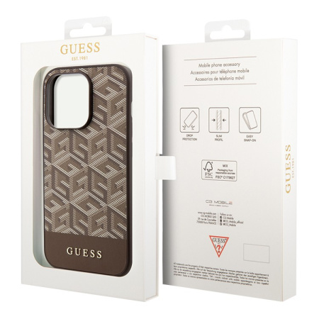 Чехол Guess для iPhone 15 Pro MagSafe G CUBE Hard Brown