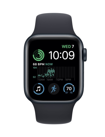 Часы Apple Watch SE (2022) 44mm Midnight Aluminum Case with Midnight Sport Band (GPS) (размер M/L)