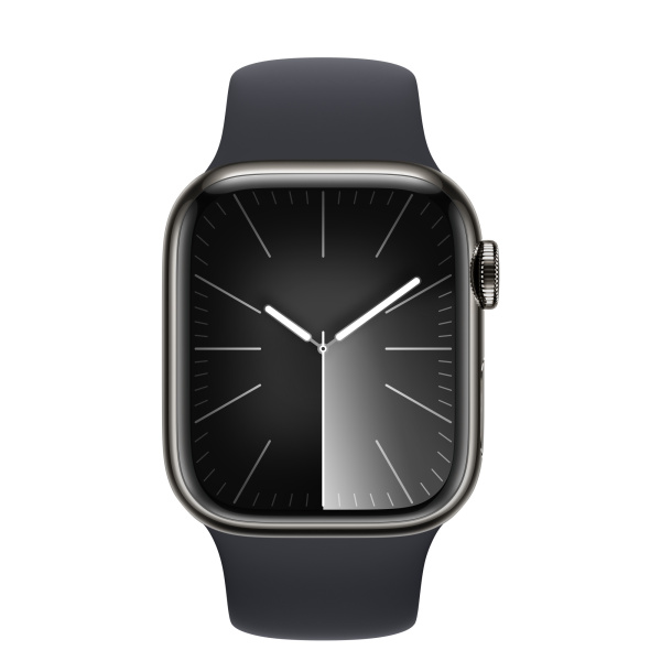 Часы Apple Watch Series 9 41mm Graphite Stainless Steel Case with Midnight Sport Band (GPS + LTE) (размер S/M)