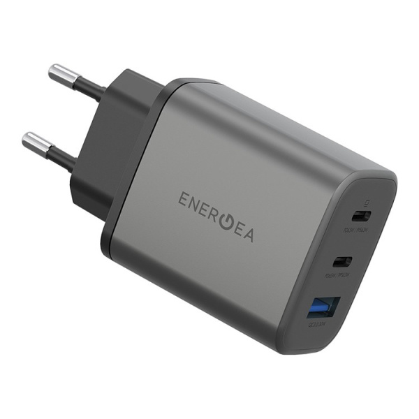 Сетевое зарядное устройство EnergEA AmpCharge GaN65 2xUSB-C + USB-A PD/PPS/QC3.0 65W Gunmetal