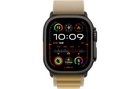 Часы Apple Watch Ultra 2 (2024) 49mm Black Titanium Case with Tan Alpine Loop Band - Large (GPS + Cellular)