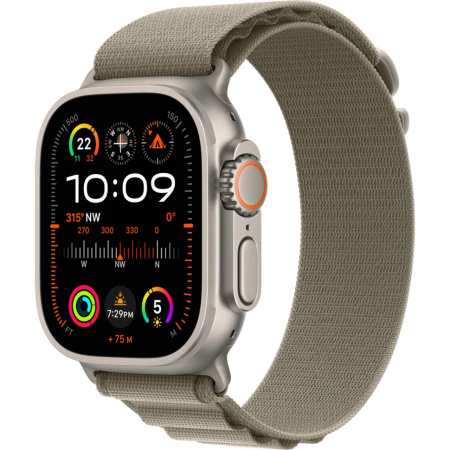 Apple Watch Ultra 2 49mm Natural Titanium Case with Olive Alpine Loop Band (GPS + Cellular) Б/У