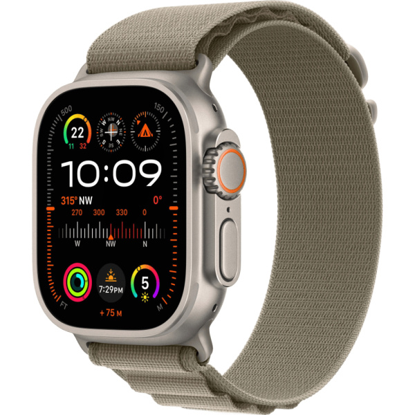 Apple Watch Ultra 2 49mm Natural Titanium Case with Olive Alpine Loop Band (GPS + Cellular) Б/У