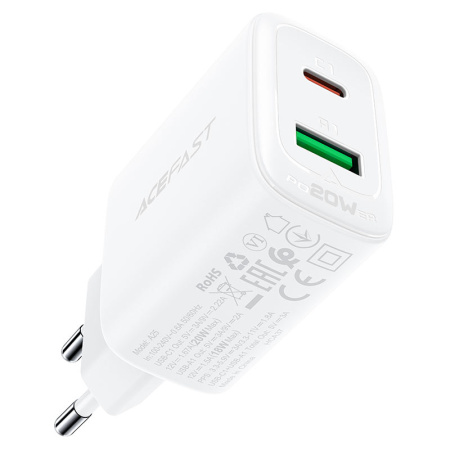 Сетевой адаптер ACEFAST Fast Charge Wall Charger A25 PD20W (1xUSB-C+1xUSB-A) Сетевой адаптер ACEFAST Fast Charge Wall Charger A25 PD20W (1xUSB-C+1xUSB-A)