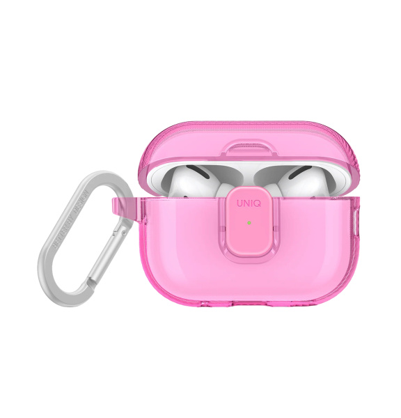 Защитный чехол Uniq для Airpods Pro 2 Glase PRO TPU Lock case Candy Pink