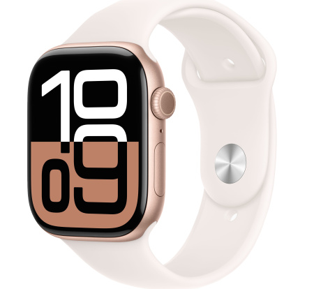 Часы Apple Watch Series 10 46mm Rose Gold Aluminum Case with Light Blush Sport Band (GPS) (размер M/L)