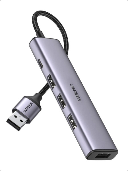 Адаптер Ugreen CM473 (20805) 4-in-1 USB-A to 4xUSB 3.0 HUB Space Gray