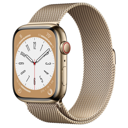 Часы Apple Watch Series 8 45mm Gold Stainless Steel Case with Gold Milanese Loop (GPS+Cellular)