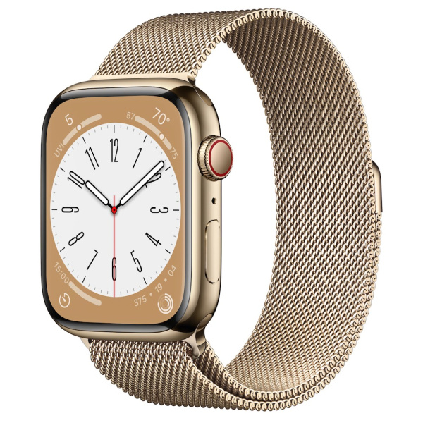 Часы Apple Watch Series 8 45mm Gold Stainless Steel Case with Gold Milanese Loop (GPS+Cellular)