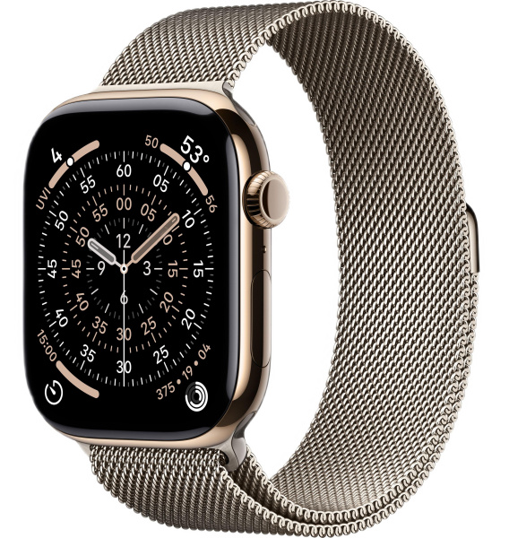 Часы Apple Watch Series 11 46mm Gold Titanium Case with Natural Milanese Loop (GPS + LTE)