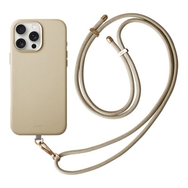 Защитный чехол Uniq Coehl Muse Leatherette MagSafe для iPhone 16 Pro с ремешком Cream