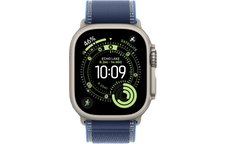 Apple Watch Ultra 3 (2025) 49mm Natural Titanium Case with Blue/Bright Blue Trail Loop (GPS + Cellular) (S/M)