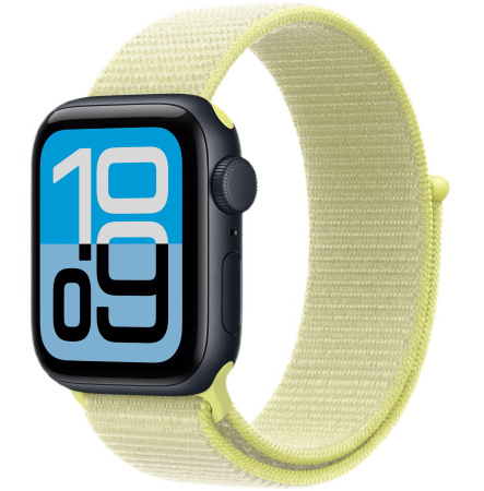 Часы Apple Watch SE 3 (2025) 44mm Midnight Aluminum Case with Neon Yellow Sport Loop (GPS)