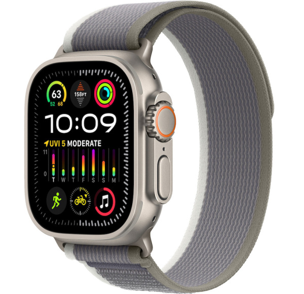 Часы Apple Watch Ultra 2 49mm Titanium Case with Green/Gray Trail Loop - M/L (GPS + Cellular)