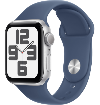 Apple Watch SE (2024) 40mm Silver Aluminium Case with Denim Sport Band (GPS) (размер S/M)