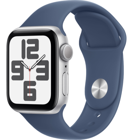 Часы Apple Watch SE (2024) 40mm Silver Aluminium Case with Denim Sport Band (GPS) (размер M/L)