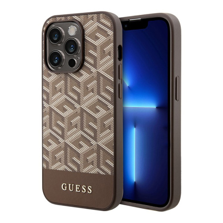 Чехол Guess для iPhone 15 Pro MagSafe G CUBE Hard Brown