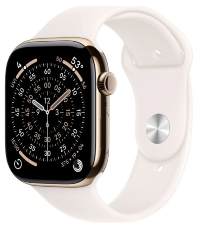 Часы Apple Watch Series 11 46mm Gold Titanium Case with Light Blush Sport Band (GPS + LTE) M/L